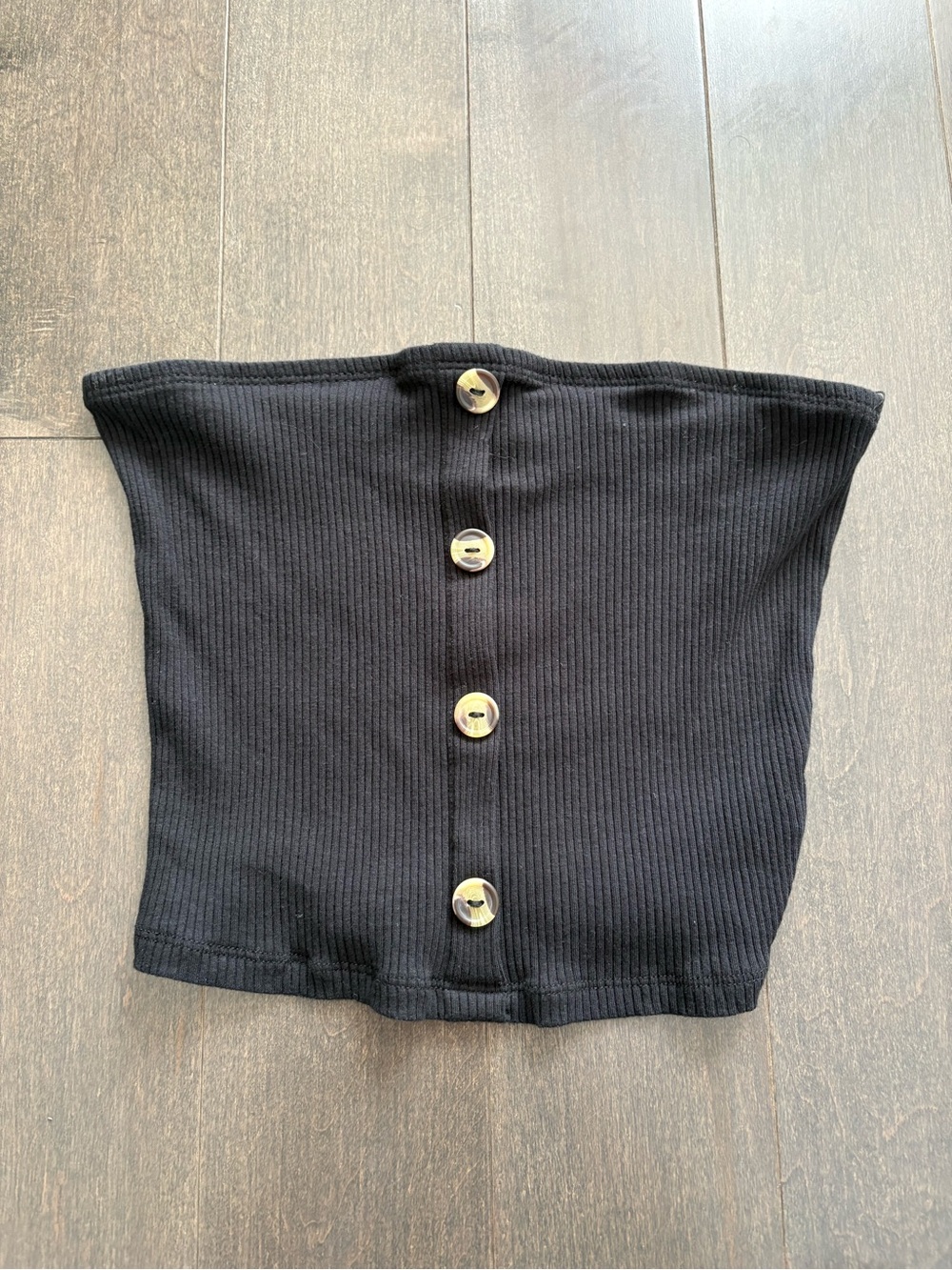 Streetwear Society Black Ribbed Tube Top Size S Summer Button Detail Cropped
